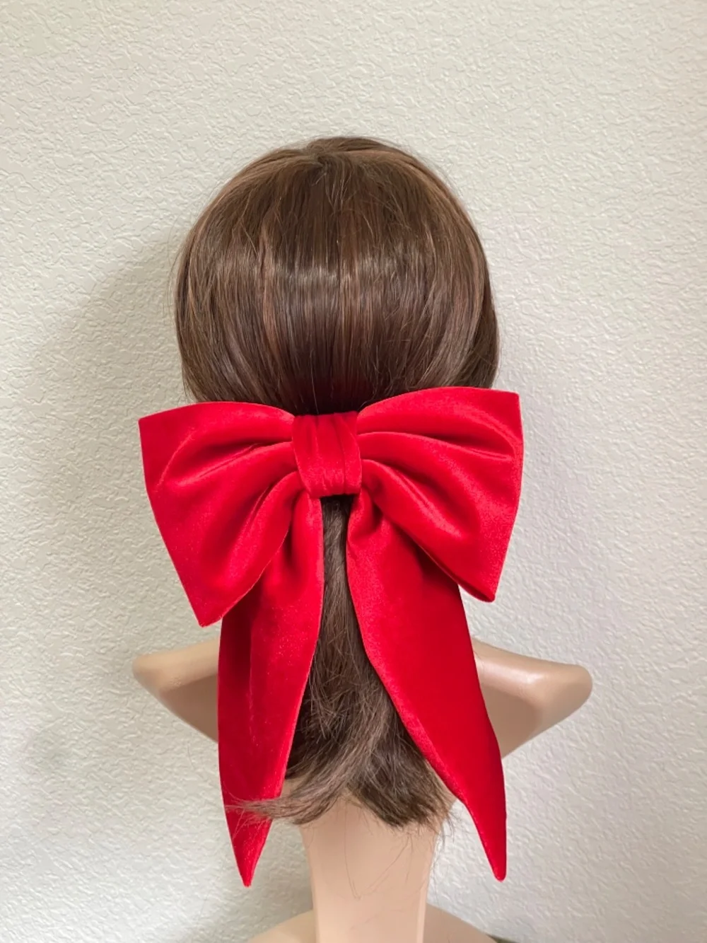 Lager red velvet hair bow women’s barrette